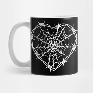 Barbed Wire Spiderweb Heart Mug